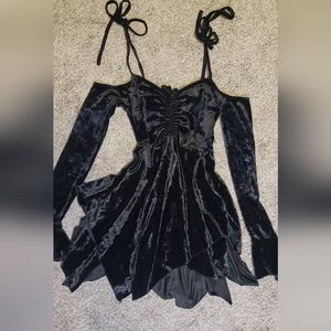 Current Mood Black Velvet Mini Dress